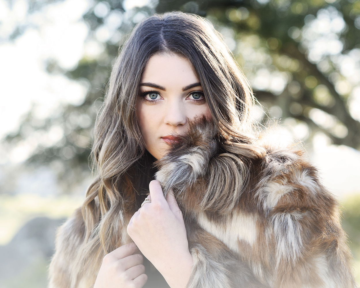 Senior girl with fur coat